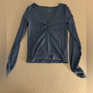 Blue long sleeve cropped shirt